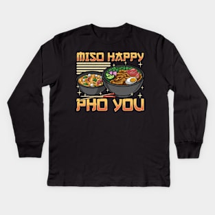 Funny Miso Happy Pho You Miso Soup Pun Kids Long Sleeve T-Shirt